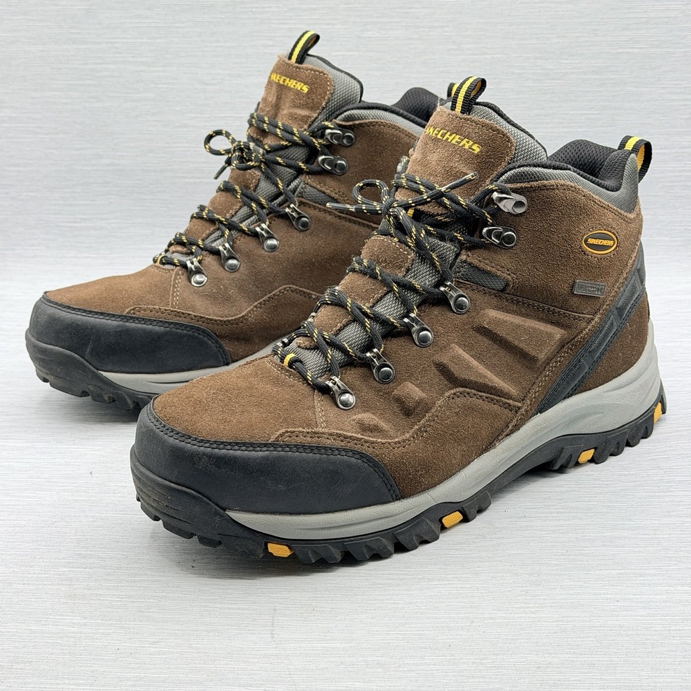 Skechers Pelmo Men's 11 Extra Wide Hiking Boots Brown Suede Waterproof 64869